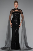 Long Black Beaded Evening Dress ABU5363