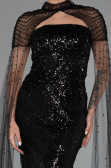 Long Black Beaded Evening Dress ABU5363