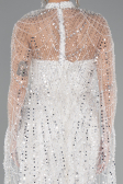 White Strapless Shawl Stoned Long Evening Gown ABU4517
