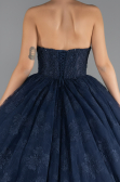 Long Navy Blue Dantelle Special Design Engagement Dress ABU5375