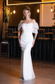 Long White Beaded Evening Dress ABU5371