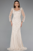 Long Beige Beaded Evening Dress ABU5387