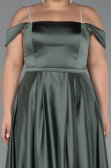 Long Olive Drab Satin Formal Plus Size Dress ABU5346