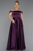 Long Dark Purple Satin Formal Plus Size Dress ABU5346