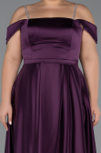Long Dark Purple Satin Formal Plus Size Dress ABU5346