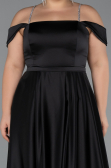 Long Black Satin Formal Plus Size Dress ABU5346