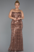 Long Copper Beaded Plus Size Engagement Dress ABU5347