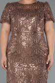 Midi Copper Beaded Plus Size Cocktail Dress ABK2449