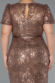 Midi Copper Beaded Plus Size Cocktail Dress ABK2449