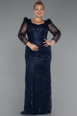 Long Navy Blue Beaded Evening Dress ABU5387