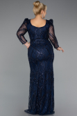 Long Navy Blue Beaded Evening Dress ABU5387