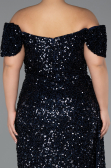 Navy Blue Long Scaly Plus Size Evening Gown ABU4863