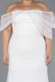 Long White Beaded Plus Size Wedding Dress ABU5372