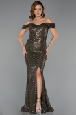 Long Olive Drab Beaded Evening Dress ABU5401