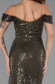 Long Olive Drab Beaded Evening Dress ABU5401
