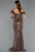 Long Brown Beaded Evening Dress ABU5401