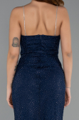 Long Navy Blue Dantelle Evening Dress ABU5407