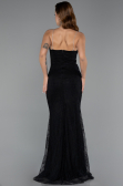 Long Black Dantelle Evening Dress ABU5407