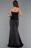 Long Black Satin Prom Gown ABU5417