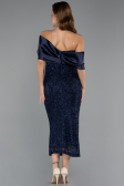 Midi Navy Blue Beaded Party Dress ABK2461