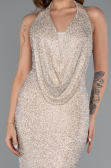Long Beige Beaded Evening Dress ABU5403