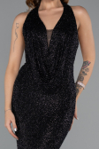 Long Black Beaded Evening Dress ABU5403