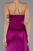 Fuchsia Strapless Side Slit Satin Evening Gown ABU4841