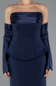Long Navy Blue Mermaid Evening Gown ABU5421