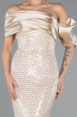Long Beige Beaded Evening Dress ABU5434