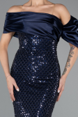 Long Navy Blue Beaded Evening Dress ABU5434