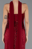 Long Burgundy Beaded Evening Dress ABU5438