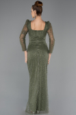 Long Olive Drab Beaded Evening Dress ABU5431
