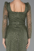 Long Olive Drab Beaded Evening Dress ABU5431