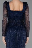 Long Navy Blue Beaded Evening Dress ABU5431