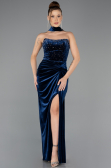 Long Navy Blue Velvet Evening Dress ABU4405