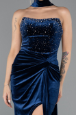 Long Navy Blue Velvet Evening Dress ABU4405