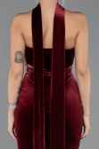 Long Burgundy Velvet Evening Dress ABU5437