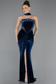 Long Navy Blue Velvet Evening Dress ABU5437