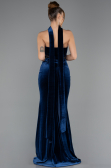 Long Navy Blue Velvet Evening Dress ABU5437