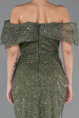 Long Olive Drab Beaded Evening Dress ABU5371