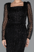 Long Black Beaded Evening Dress ABU5431