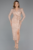 Midi Gold Beaded Party Dress ABK2466