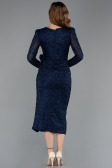 Midi Navy Blue Beaded Party Dress ABK2466