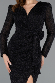 Midi Black Beaded Party Dress ABK2466