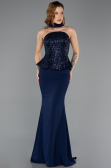 Long Navy Blue Chiffon Evening Dress ABU5457