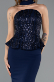 Long Navy Blue Chiffon Evening Dress ABU5457