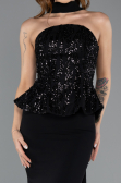 Long Black Chiffon Evening Dress ABU5457