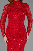 Long Red Dantelle Haute Couture Dress ABU5461