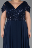 Navy Blue Long Plus Size Evening Dress ABU828