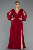 Burgundy Long Chiffon Oversized Evening Dress ABU1988
